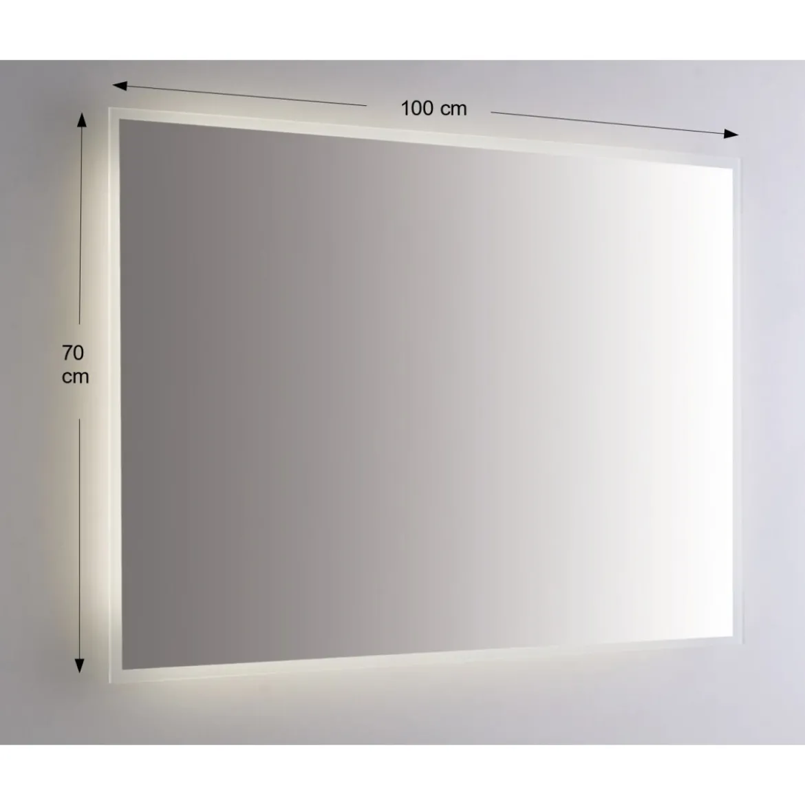 Specchio Retroilluminato da Bagno Rettangolare 100x70 a Led da Parete