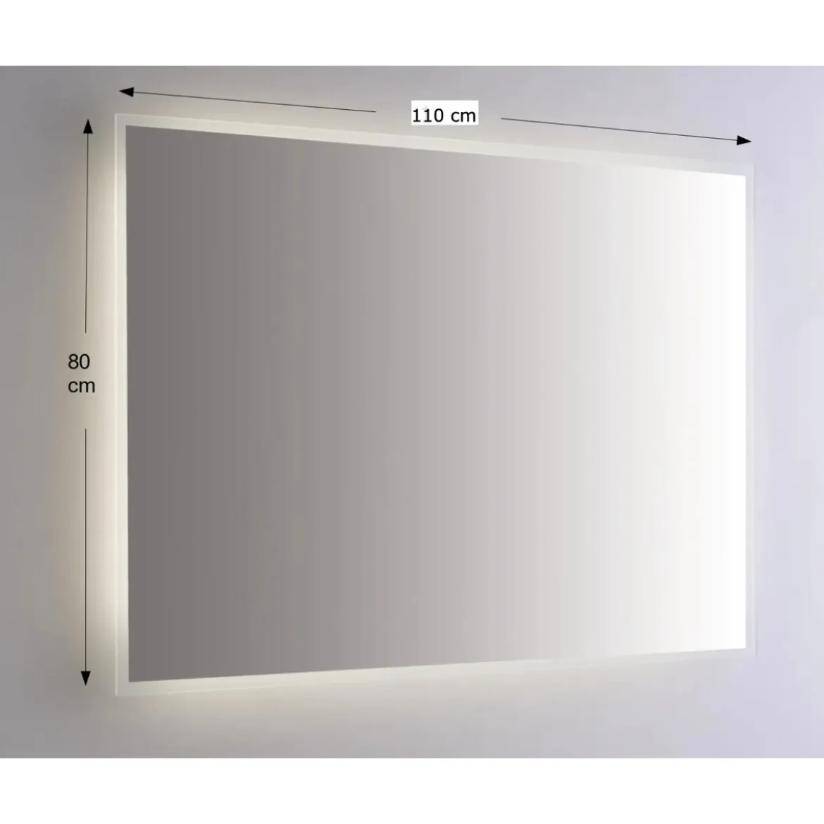 Specchio Retroilluminato Rettangolare 110x80 a Led da Parete da Bagno