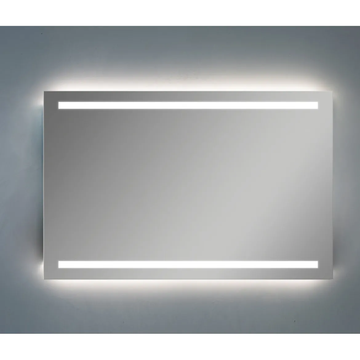 Specchio Rettangolare Moderno 100x70 da Bagno con Fasce Illuminate a Led