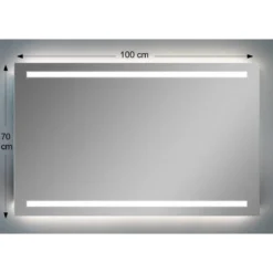 Specchio Rettangolare Moderno 100x70 da Bagno con Fasce Illuminate a Led