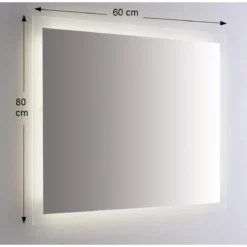 Specchio Rettangolare per Bagno con Illuminazione Perimetrale a Led 80x60