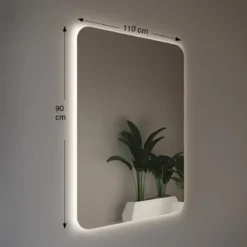 Specchio Rettangolare 90x110 con Illuminazione Perimetrale da Bagno Moderno