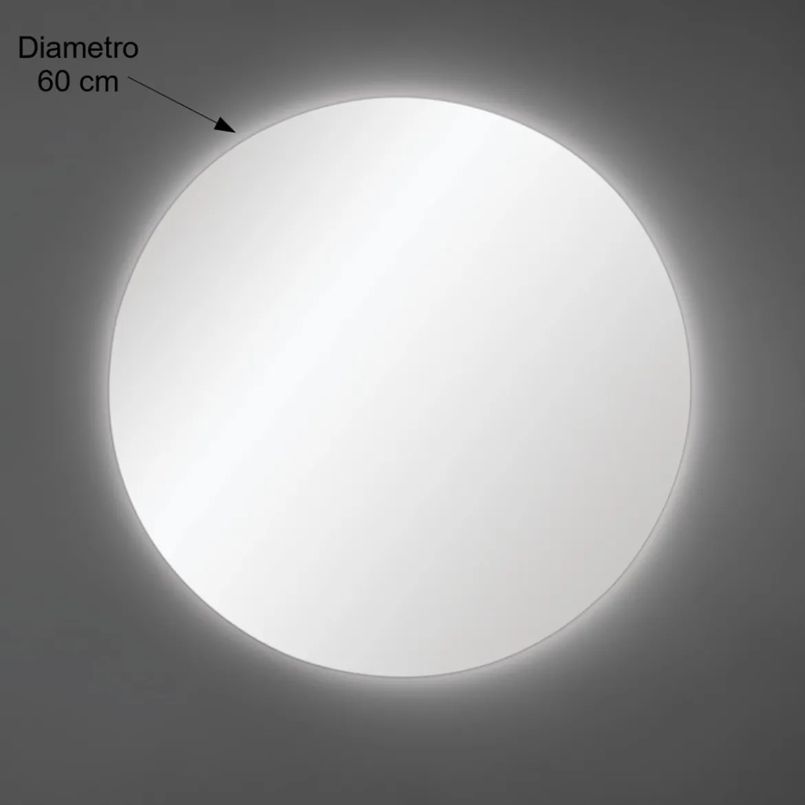 Specchio Rotondo 60 cm con Illuminazione Perimetrale Led per Bagno