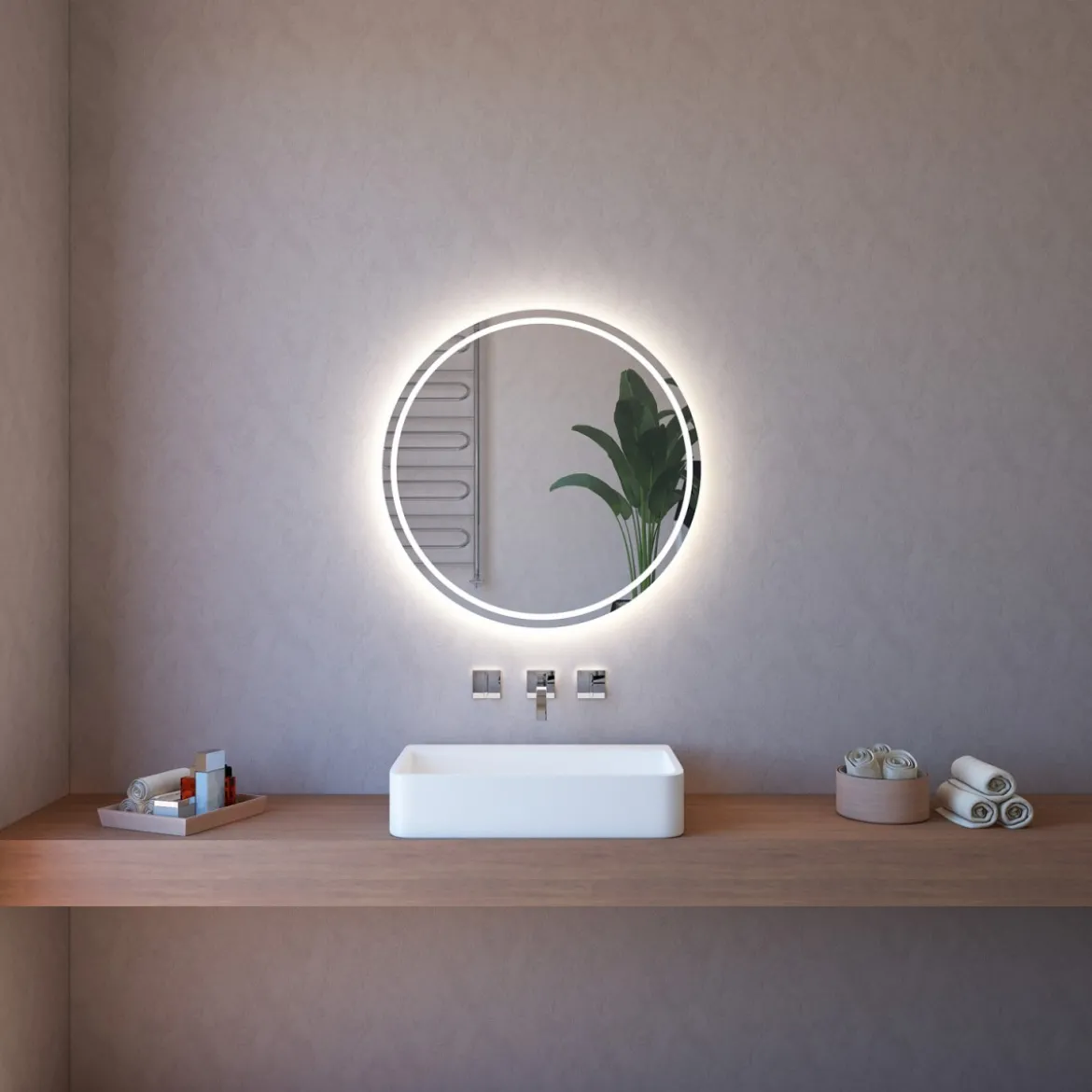 Specchio Rotondo con Illuminazione Perimetrale Led 75 cm per Bagno