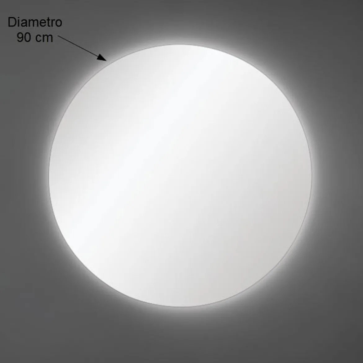 Specchio Rotondo Illuminazione Perimetrale Led 90 cm Moderno per Bagno