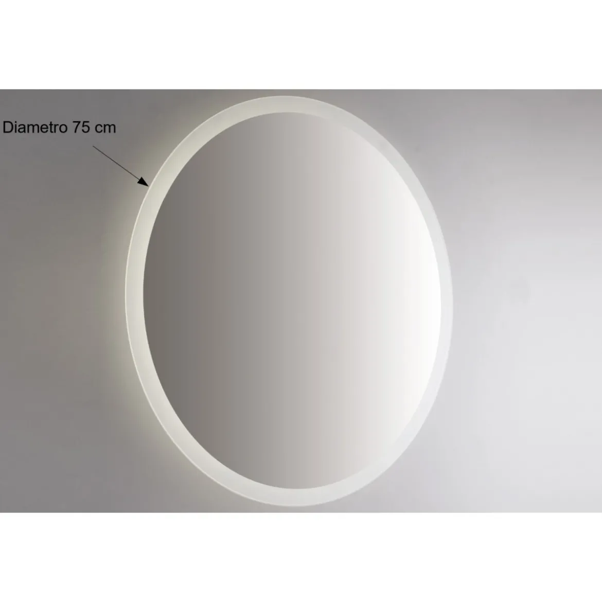 Specchio Rotondo Retroilluminato Led 75 cm da Parete per Bagno Decorativo