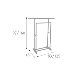 Stand Carrello Stender Appendiabiti Estensibile Porta Abiti Ruote Attaccapanni