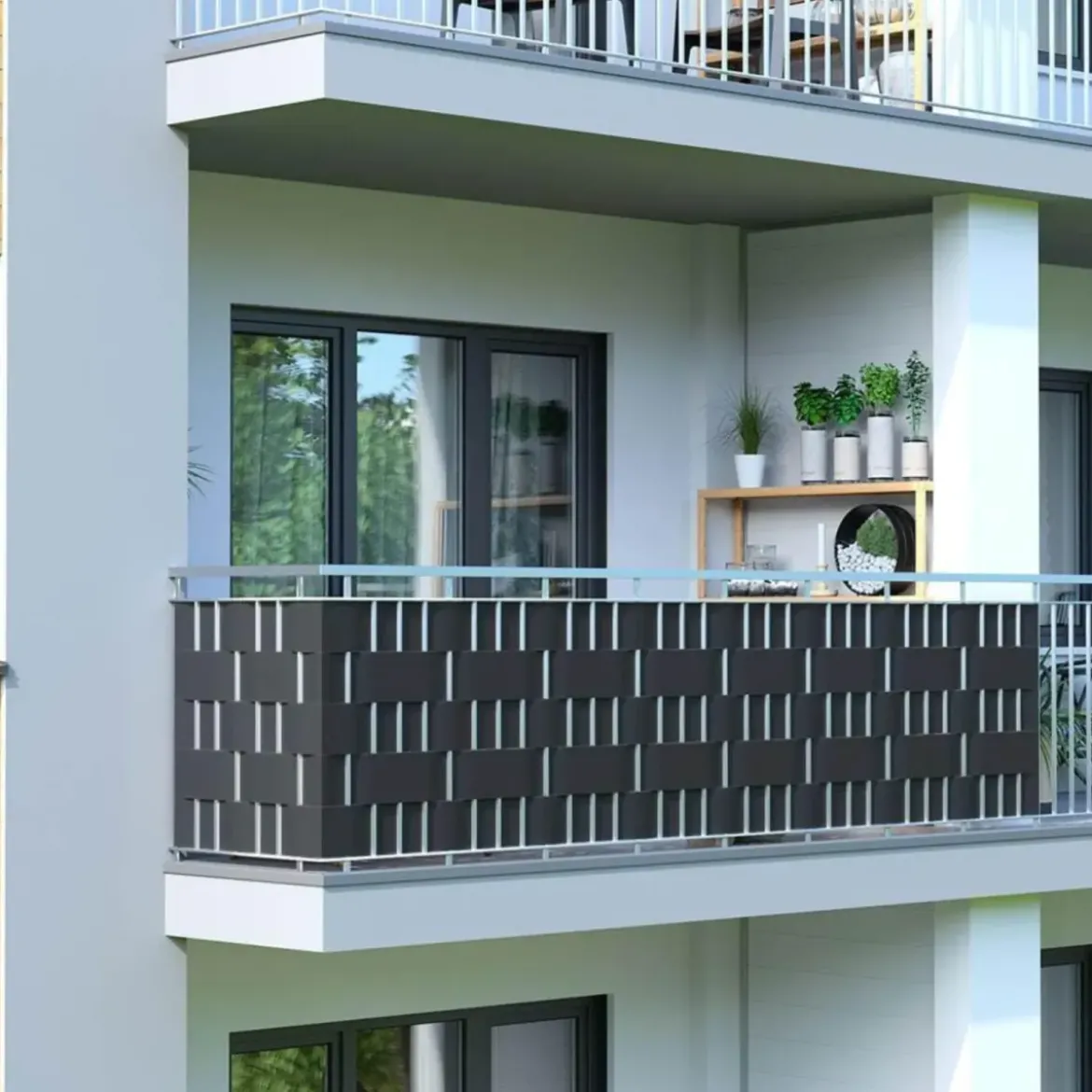Strisce Frangivista per Recinzioni in PVC Antracite 35m con 20 Clip