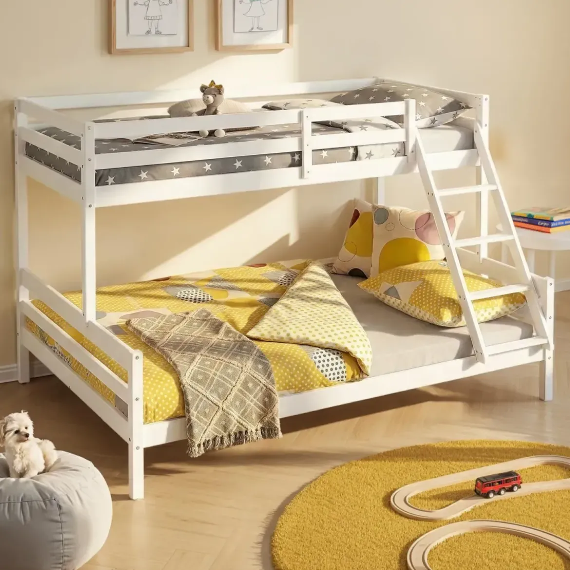 Struttura Letto a Castello 90x200 e 140x200 cm in Legno Bianco