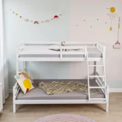 Struttura Letto a Castello 90x200 e 140x200 cm in Legno Bianco