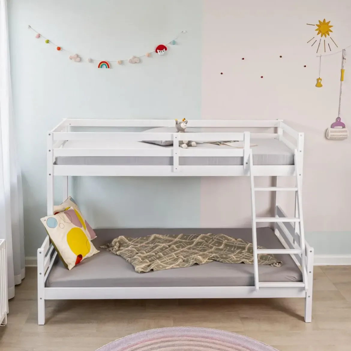 Struttura Letto a Castello 90x200 e 140x200 cm in Legno Bianco
