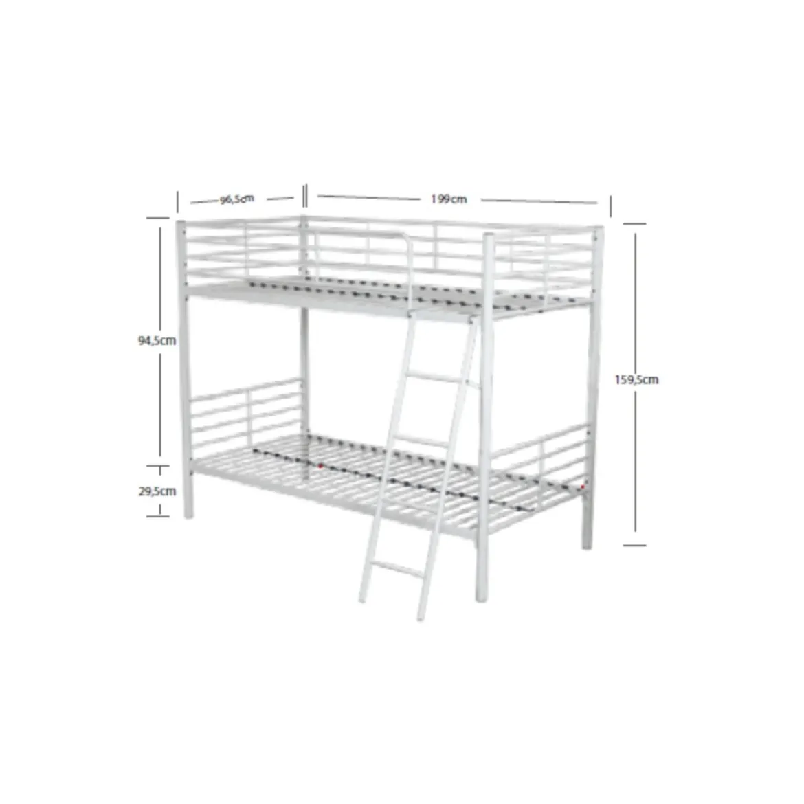 Struttura Letto a Castello 199x97x160 cm in Metallo Nero