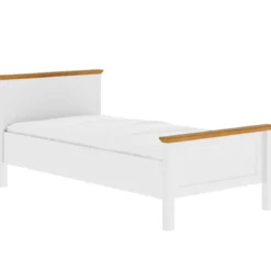 Struttura Letto Singolo 90x200 cm in Pino Massello Bianco Rovere