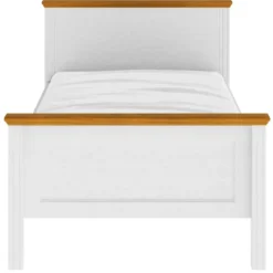Struttura Letto Singolo 90x200 cm in Pino Massello Bianco Rovere