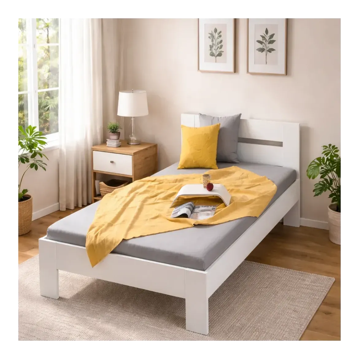 Struttura Letto Singolo 90x200 senza Doghe Bianco