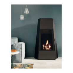 Stufa a Bioetanolo da Pavimento da 3 Kw Biocamino Nero con Vetro Bruciatore 2 Lt