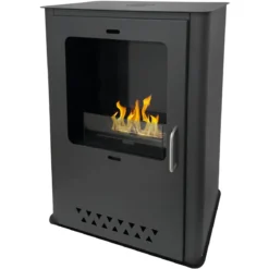 Stufa a Bioetanolo 1,2L da Pavimento 3,4 kW in Acciaio Inox Nero