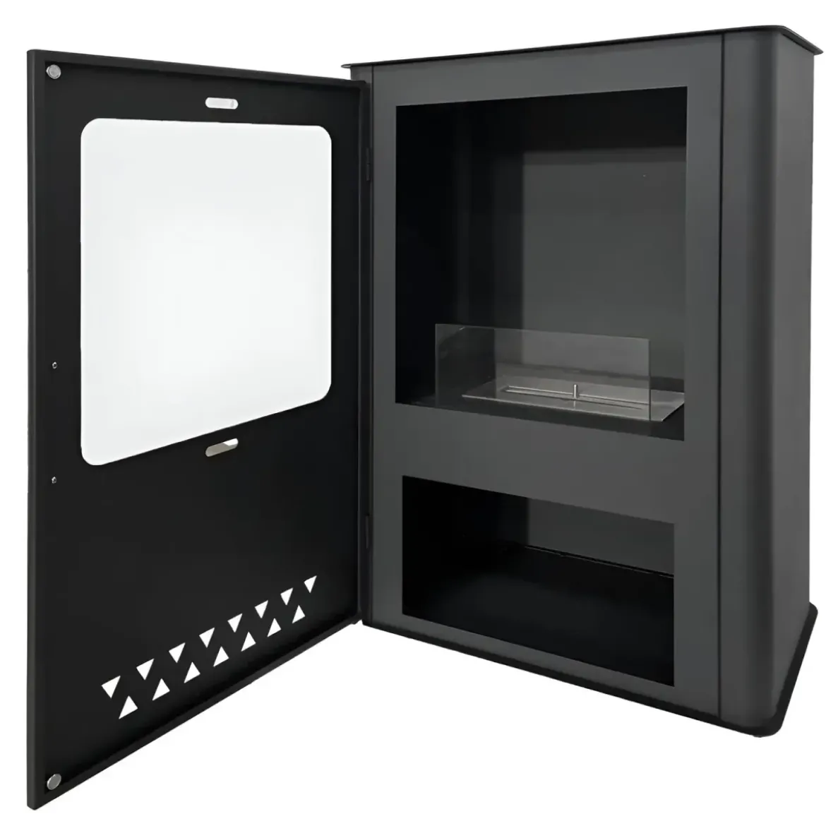 Stufa a Bioetanolo 1,2L da Pavimento 3,4 kW in Acciaio Inox Nero