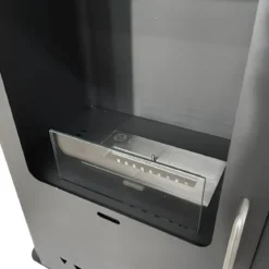Stufa a Bioetanolo 1,2L da Pavimento 3,4 kW in Acciaio Inox Nero