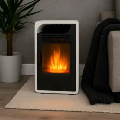 Stufa a Bioetanolo Ventilata 3 kW a Pavimento Bruciatore 1,5 lt Bianco