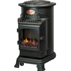 Stufa a Gas 3.4 Kw Effetto Camino Fiamma Vera Nero Matt con Controllo Calore