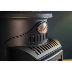 Stufa a Gas 3.4 Kw Effetto Camino Fiamma Vera Nero Matt con Controllo Calore
