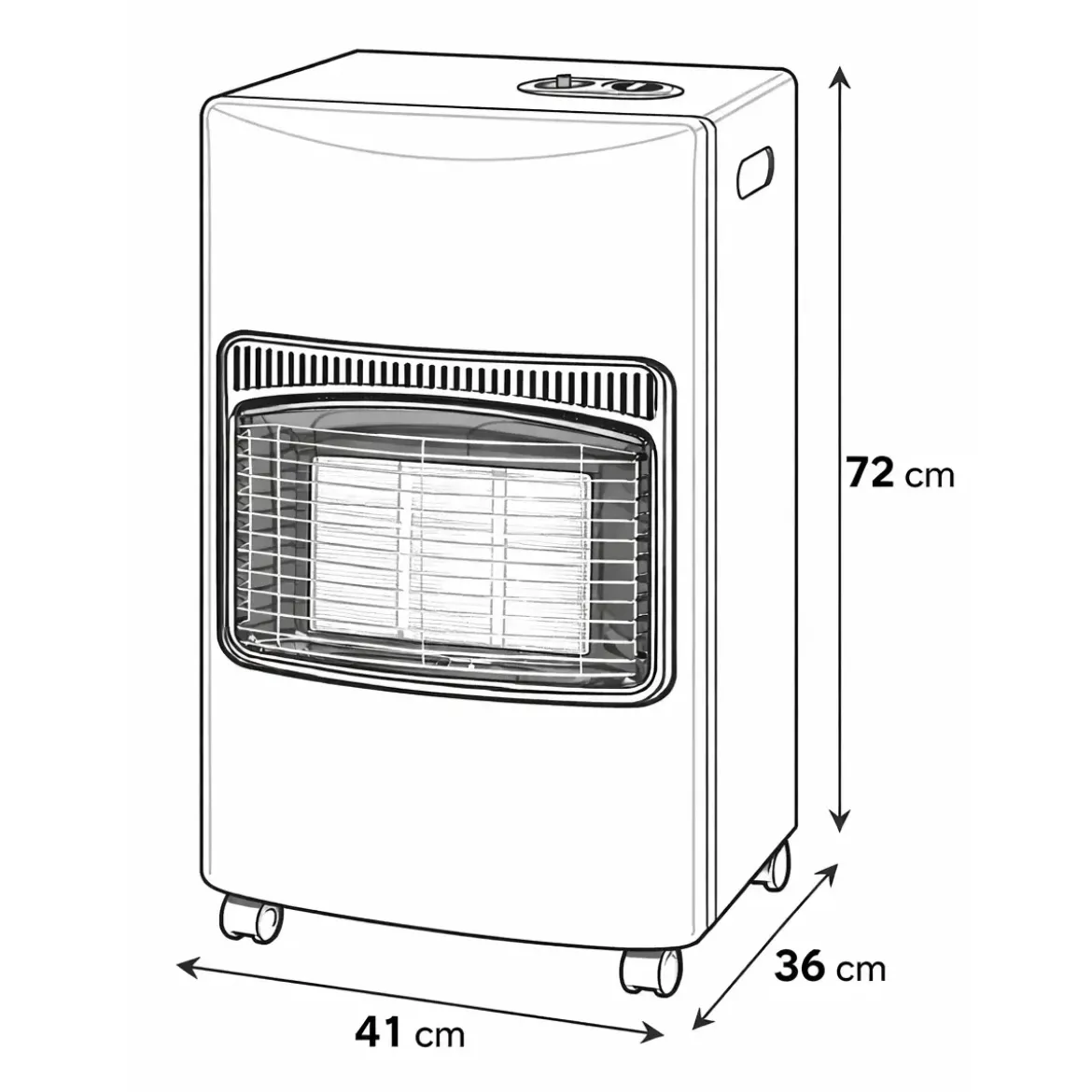 Stufa a Infrarossi Gas 4200W GPL Portatile con Ruote Nero per Interni