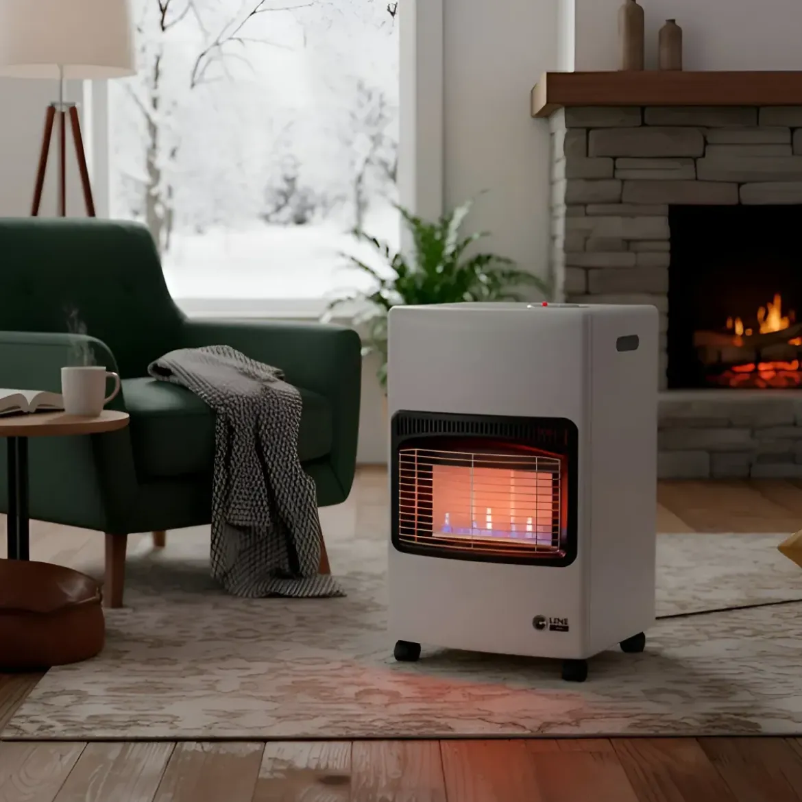 Stufa a Infrarossi Gas 4200W GPL Portatile con Ruote Bianco per Interni