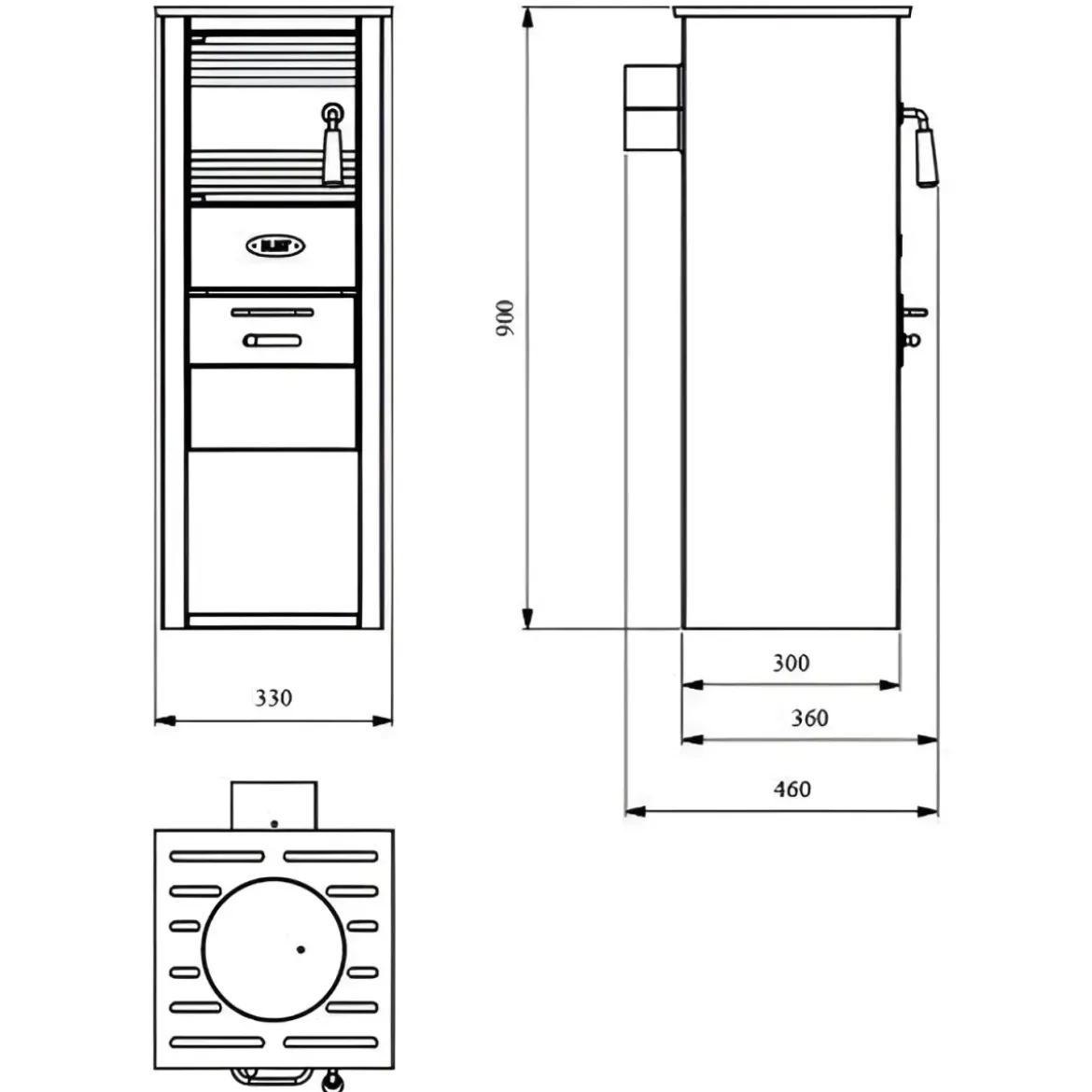 Stufa a Legna 5kW Beige Compatta Piastra Ghisa Vano Legna da Interno