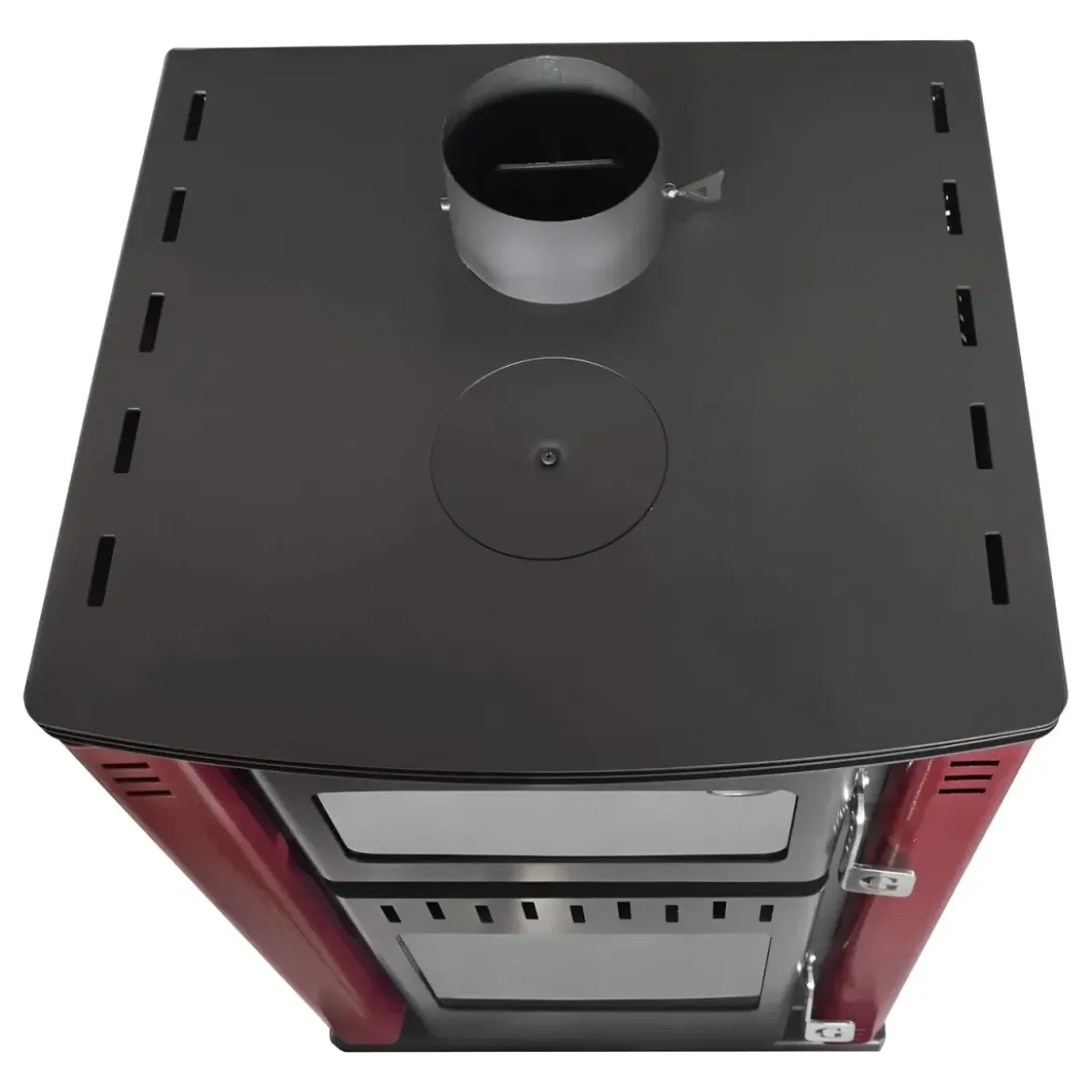 Stufa a Legna 27,6 kW in Acciaio Rosso con Forno Termostufa Boiler 38L