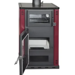 Stufa a Legna 27,6 kW in Acciaio Rosso con Forno Termostufa Boiler 38L