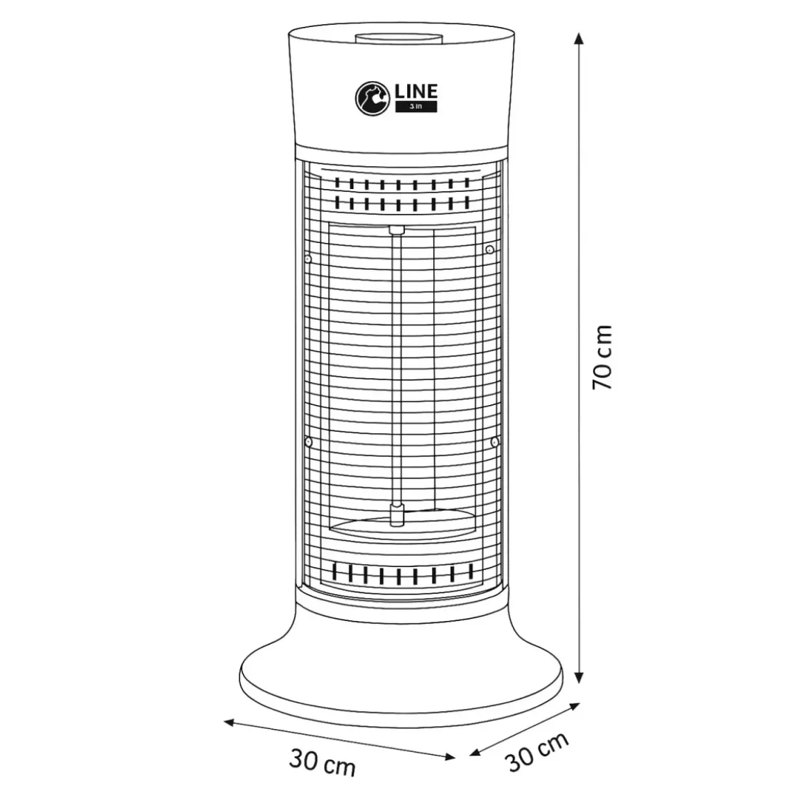Stufa Alogena a Colonna 900W Compatta Oscillante in Fibra di Carbonio