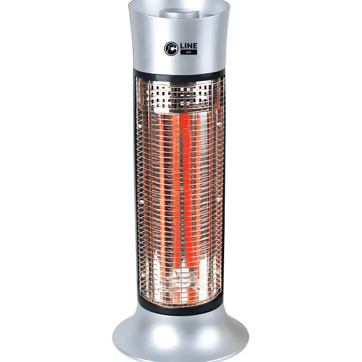 Stufa Alogena a Colonna 900W Compatta Oscillante in Fibra di Carbonio