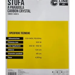 Stufa Alogena a Parabola Piantana 900W Oscillante Bianco da Soggiorno
