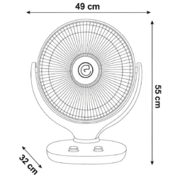 Stufa a Parabola da Tavolo 1000W Oscillante Fibra di Carbonio Bianco