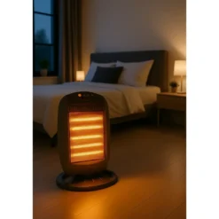 Stufa Elettrica Alogena Oscillante 1600W 4 Livelli Grigio da Interno