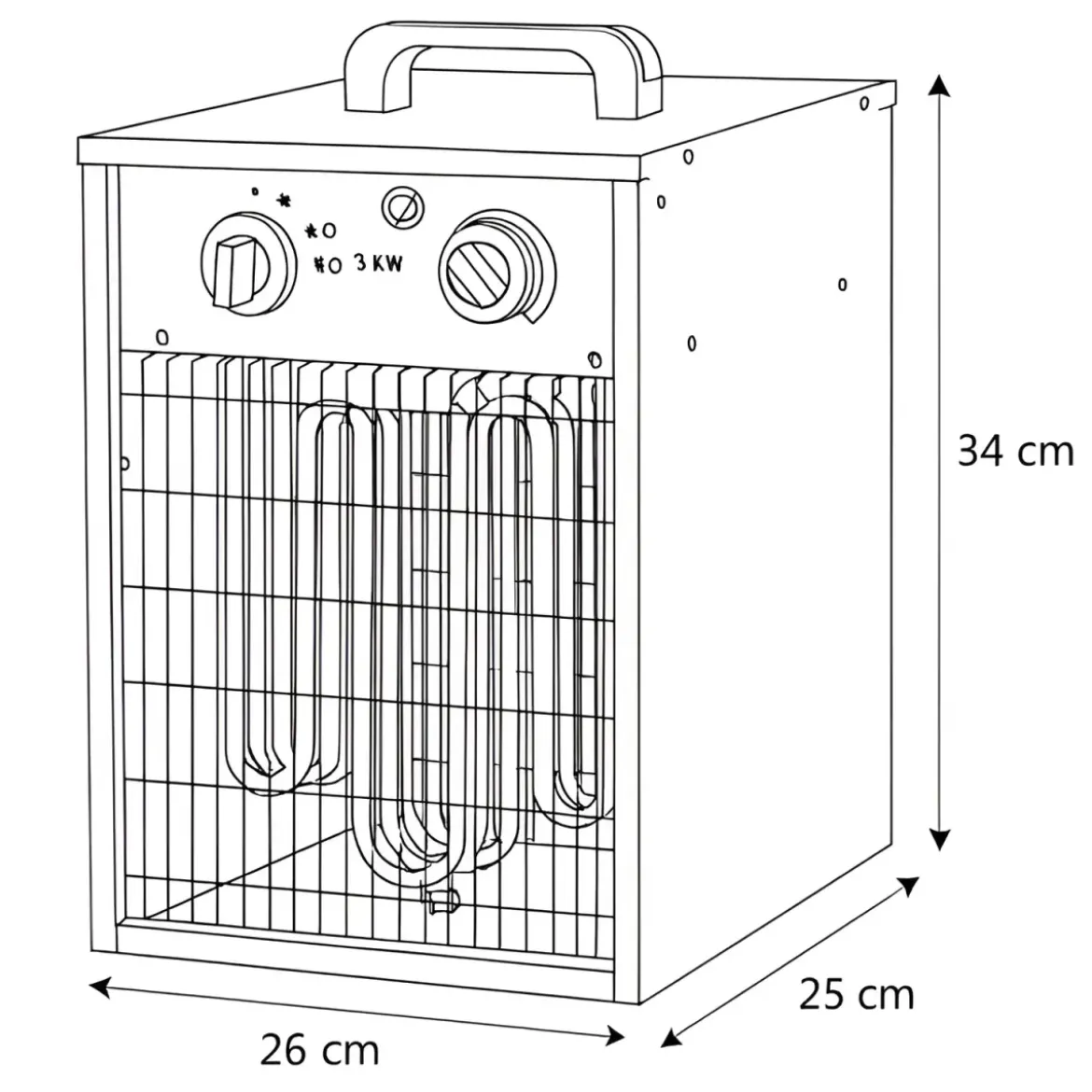 Stufa Elettrica Portatile 1500/3000W Termoventilatore Regolabile Nero