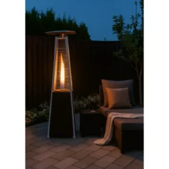 Stufa Piramide a Gas da Esterno 12,5kW Nero con Ruote Fiamma Visibile