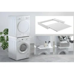 Supporto Sovrapposizione Lavatrice Asciugatrice 60x60 Ripiano Estraibile