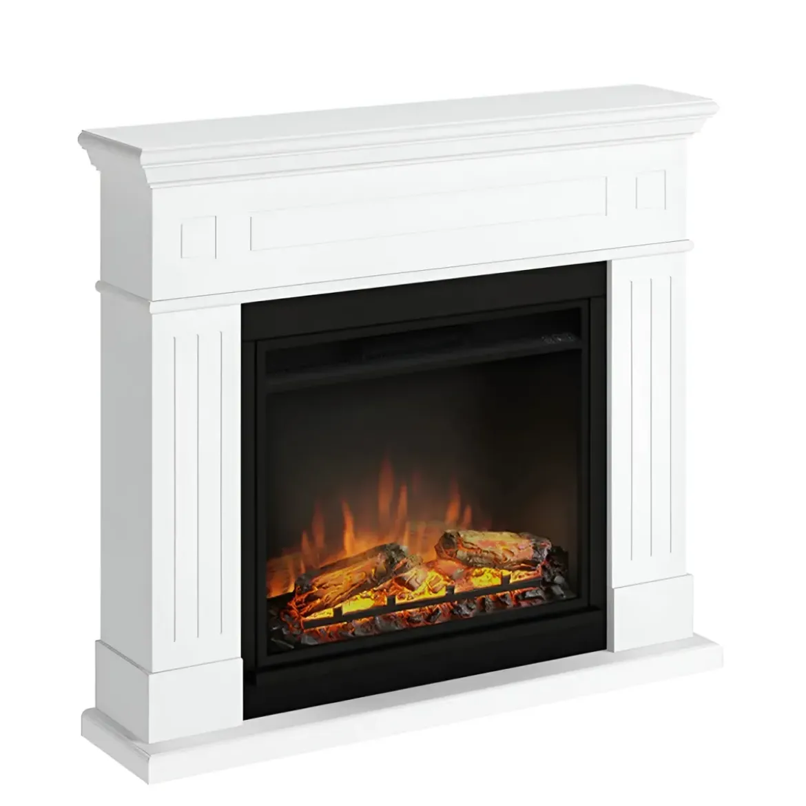 Tagu Larsen Camino Elettrico Fiamma Led Cornice in Legno Bianco