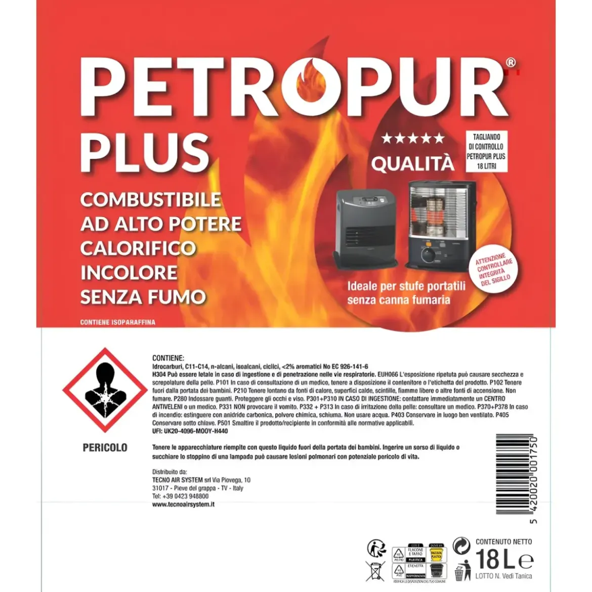 1 Tanica 18L Riciclabile Combustibile Liquido Inodore Stufe Portatili