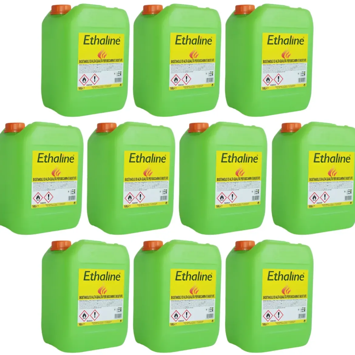 10 Taniche Bioetanolo Naturale 10L Combustibile Ecologico Biocamini