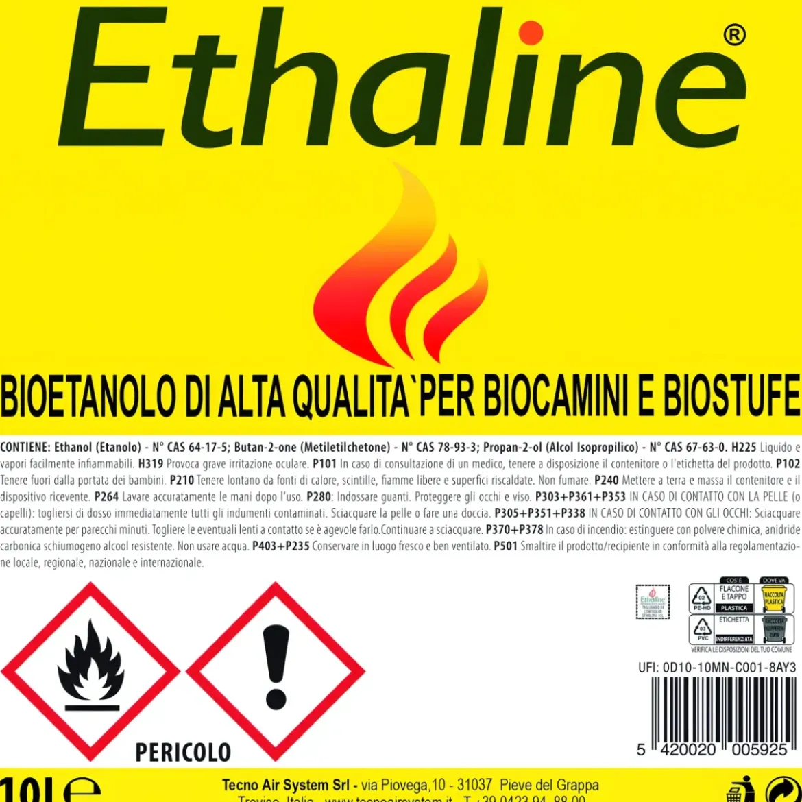 10 Taniche Bioetanolo Naturale 10L Combustibile Ecologico Biocamini