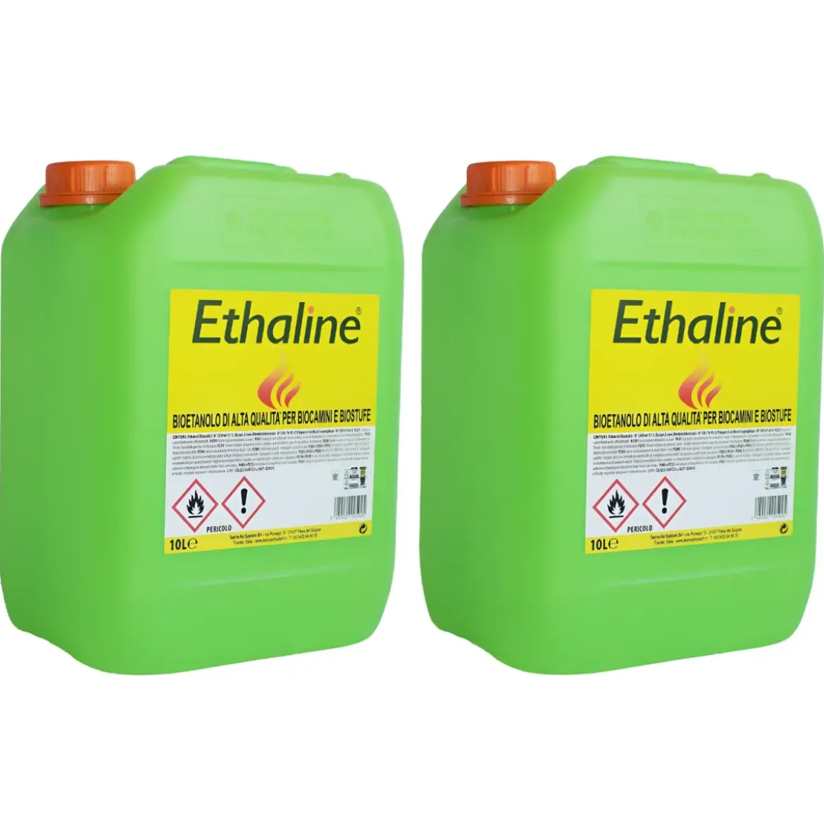2 Taniche Bioetanolo Naturale 10L Combustibile Ecologico per Biocamini