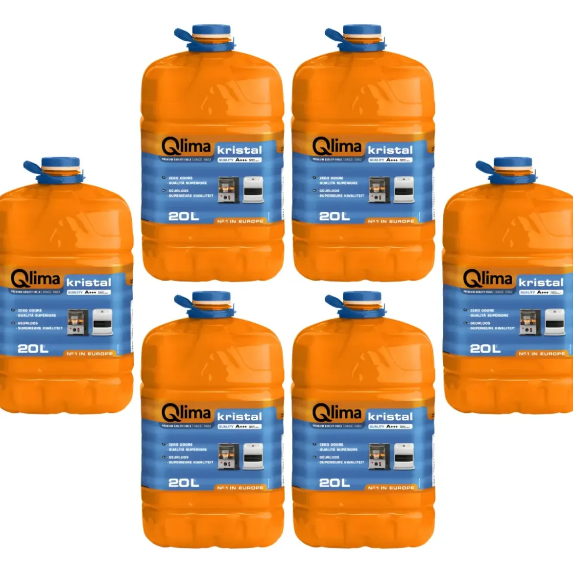 6 Taniche Combustibile Liquido Stufe Portatili 20L Paraffina Premium