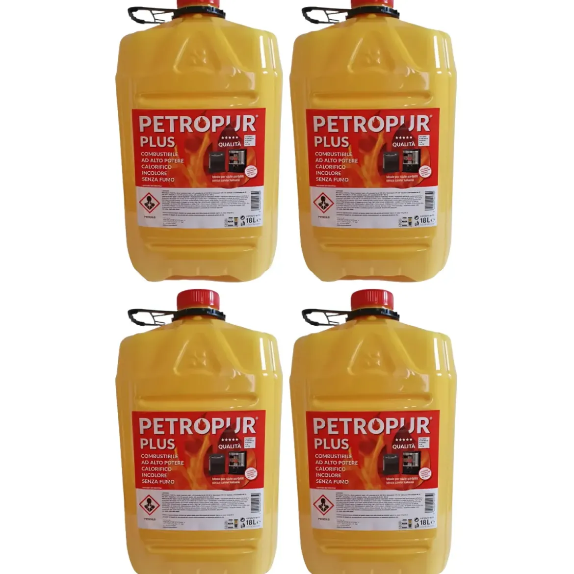 4 Taniche 18L Riciclabile Combustibile Liquido Inodore Stufe Portatili