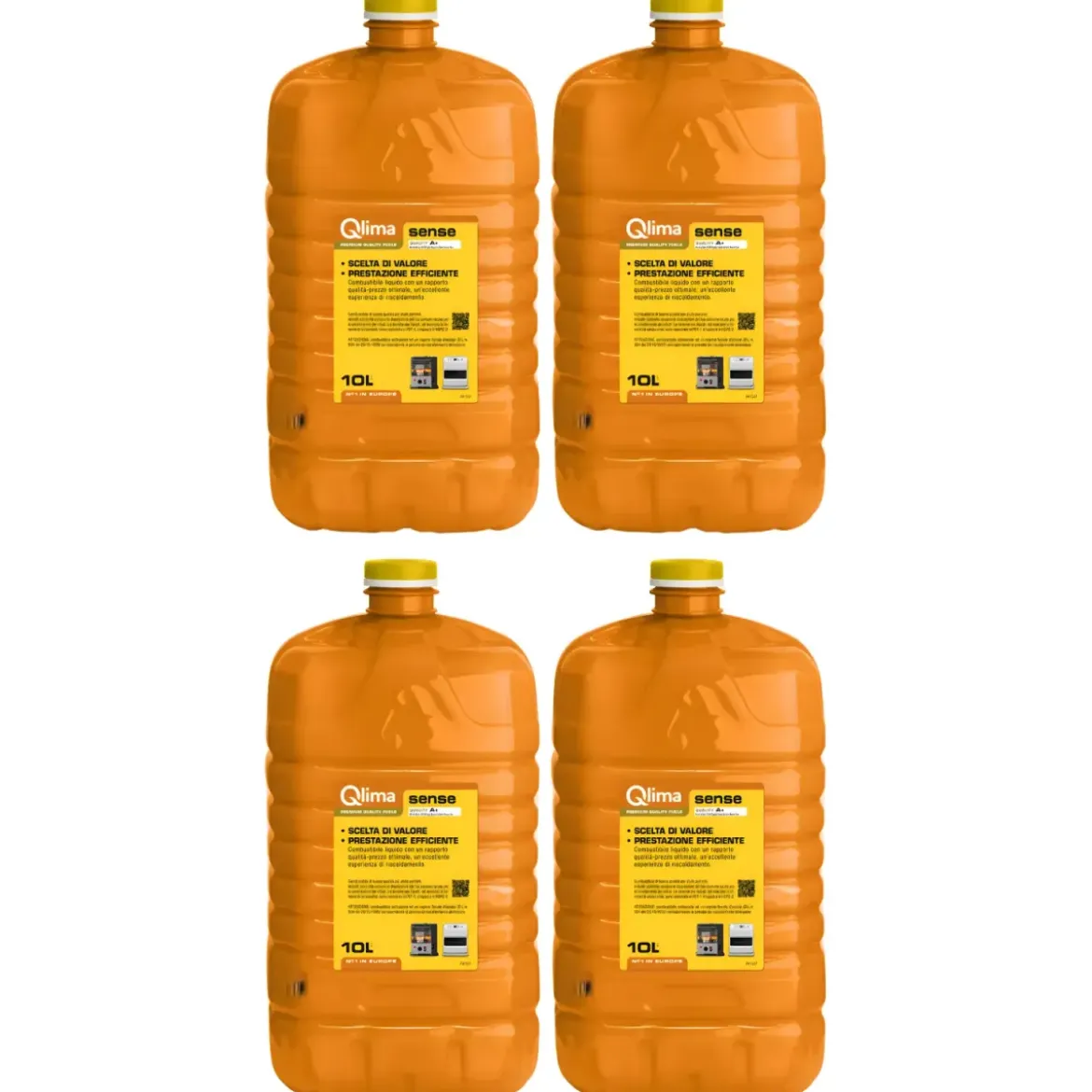 4 Taniche PET Riciclabile 10L Combustibile Liquido Paraffina per Stufe