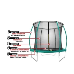 Tappeto Elastico Diametro 244 cm Bambini Rete Sicurezza Trampolino da Giardino