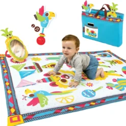 Tappeto Pieghevole Attività Neonato Bambino XL 145x100 cm con Giochi