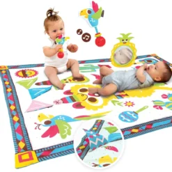 Tappeto Pieghevole Attività Neonato Bambino XL 145x100 cm con Giochi